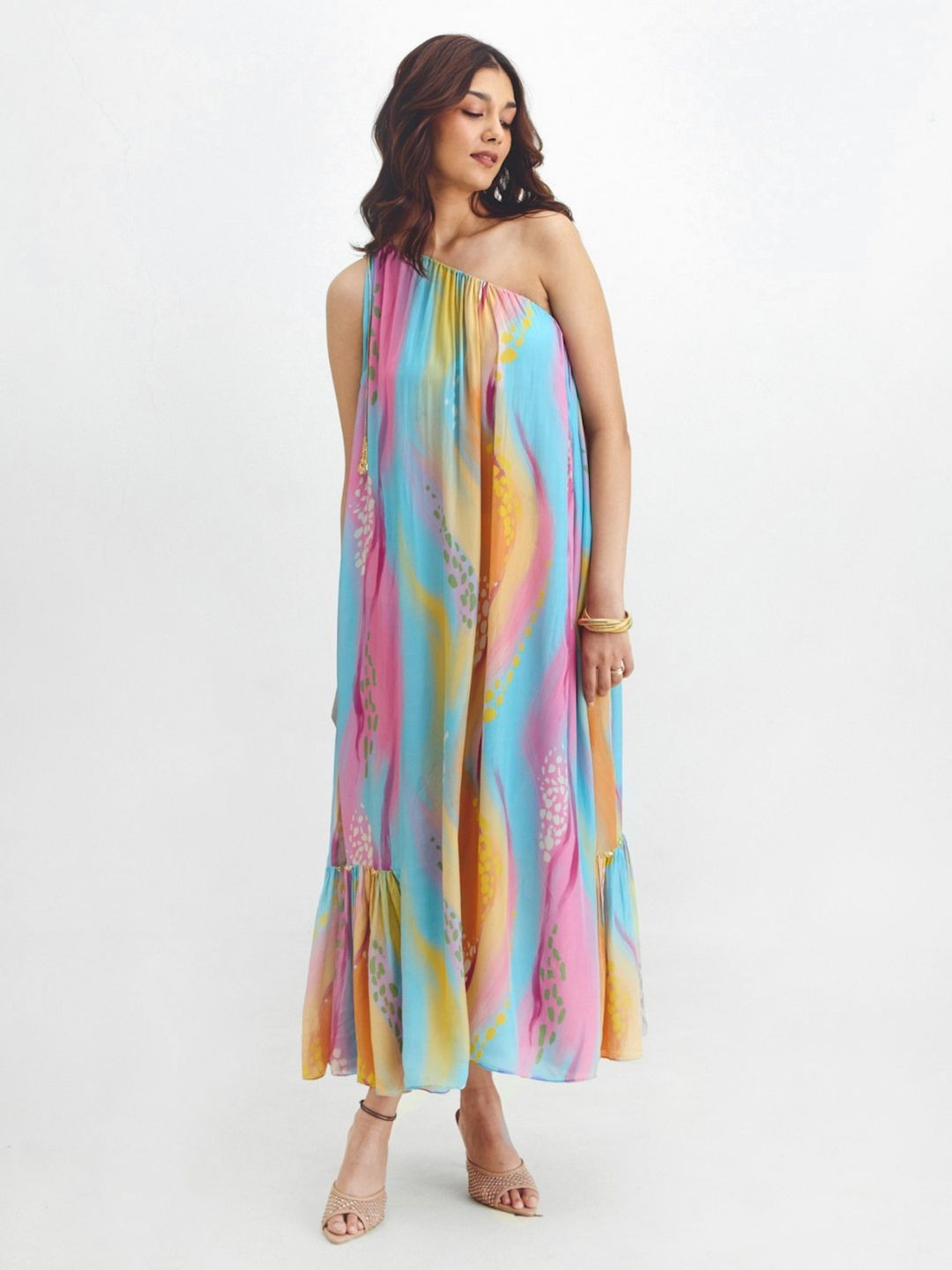 

Prose Stories Women Printed One Shoulder Maxi Dress, Blue