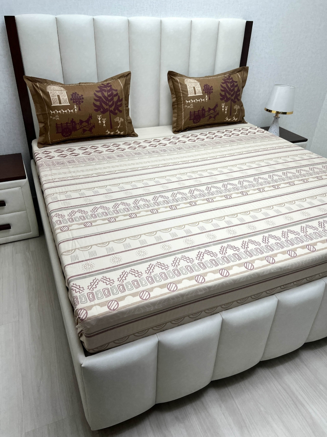 

Pure Decor Cotton King Size Double Bed Bedsheet With 2 Pillow Covers 2.74m X 2.74m, Brown
