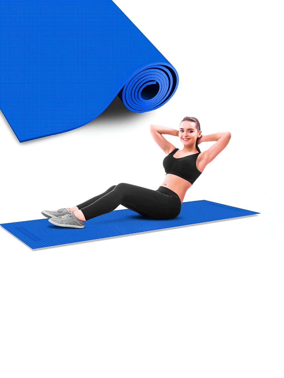 

PowerMax Fitness Blue Rectangular Anti-Slip Yoga Mat