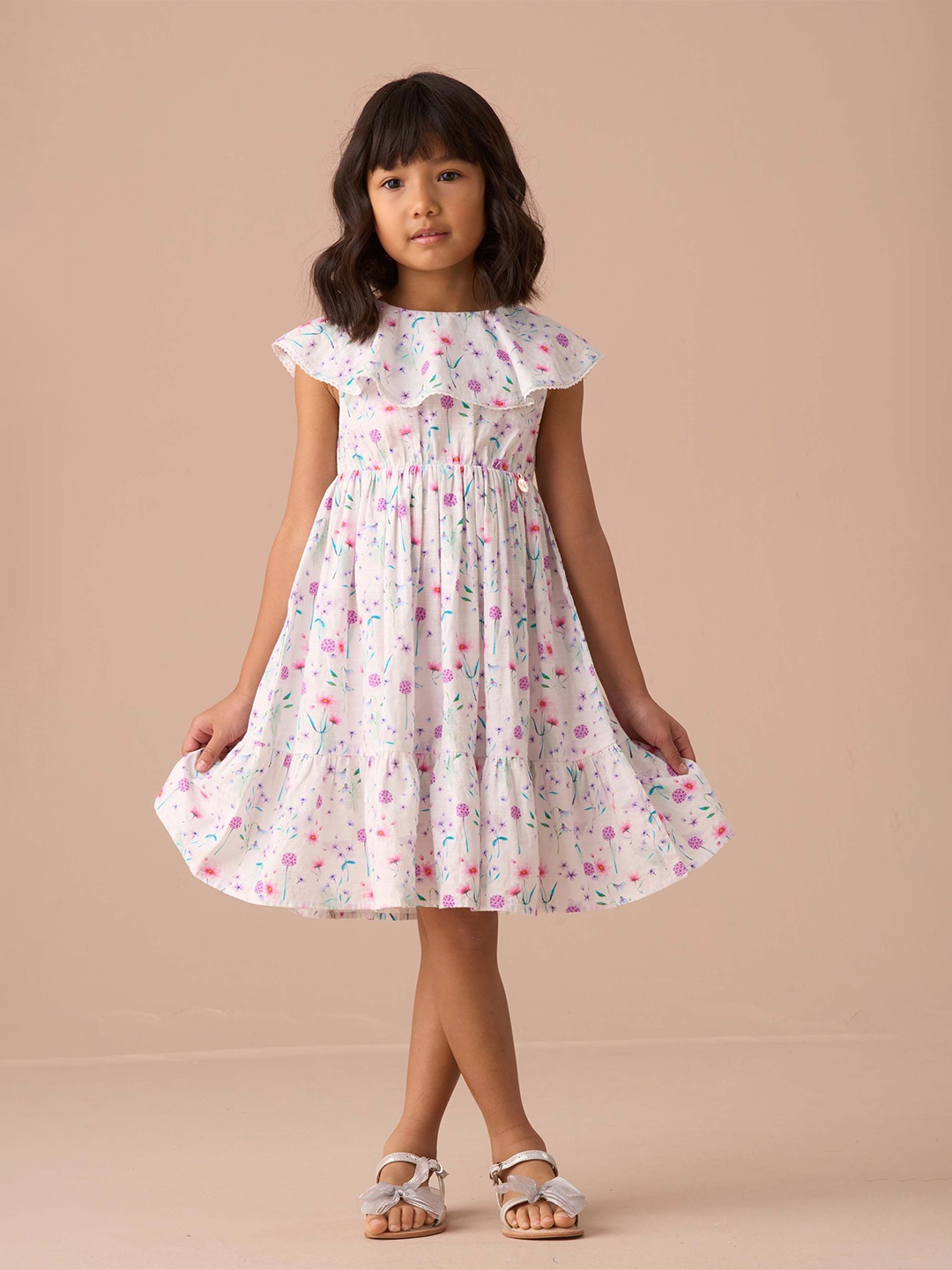 

Angel & Rocket Girls Eloisa Floral Printed Collar Empire Dress, White