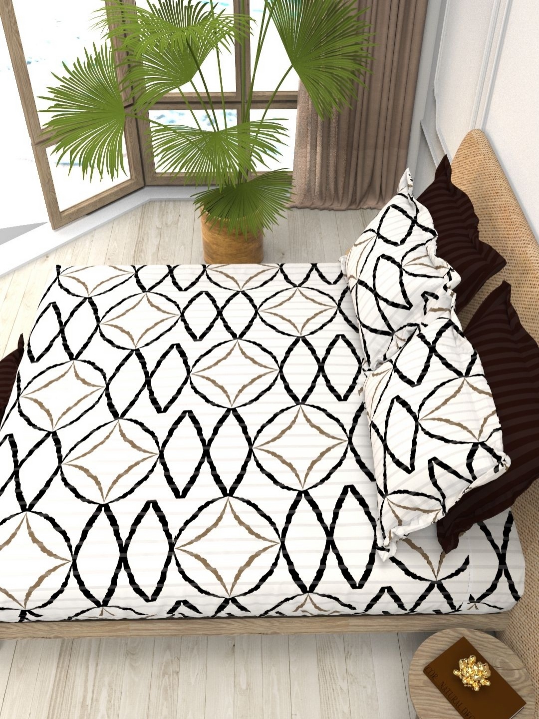 

THE WHITE MOSS Christe Pure Cotton 220 TC Flat King Bedsheet With 2 Pillow Covers