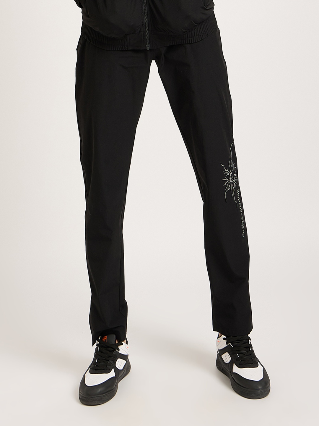 

EDRIO Men Reflective Glow Cotton Track Pants, Black