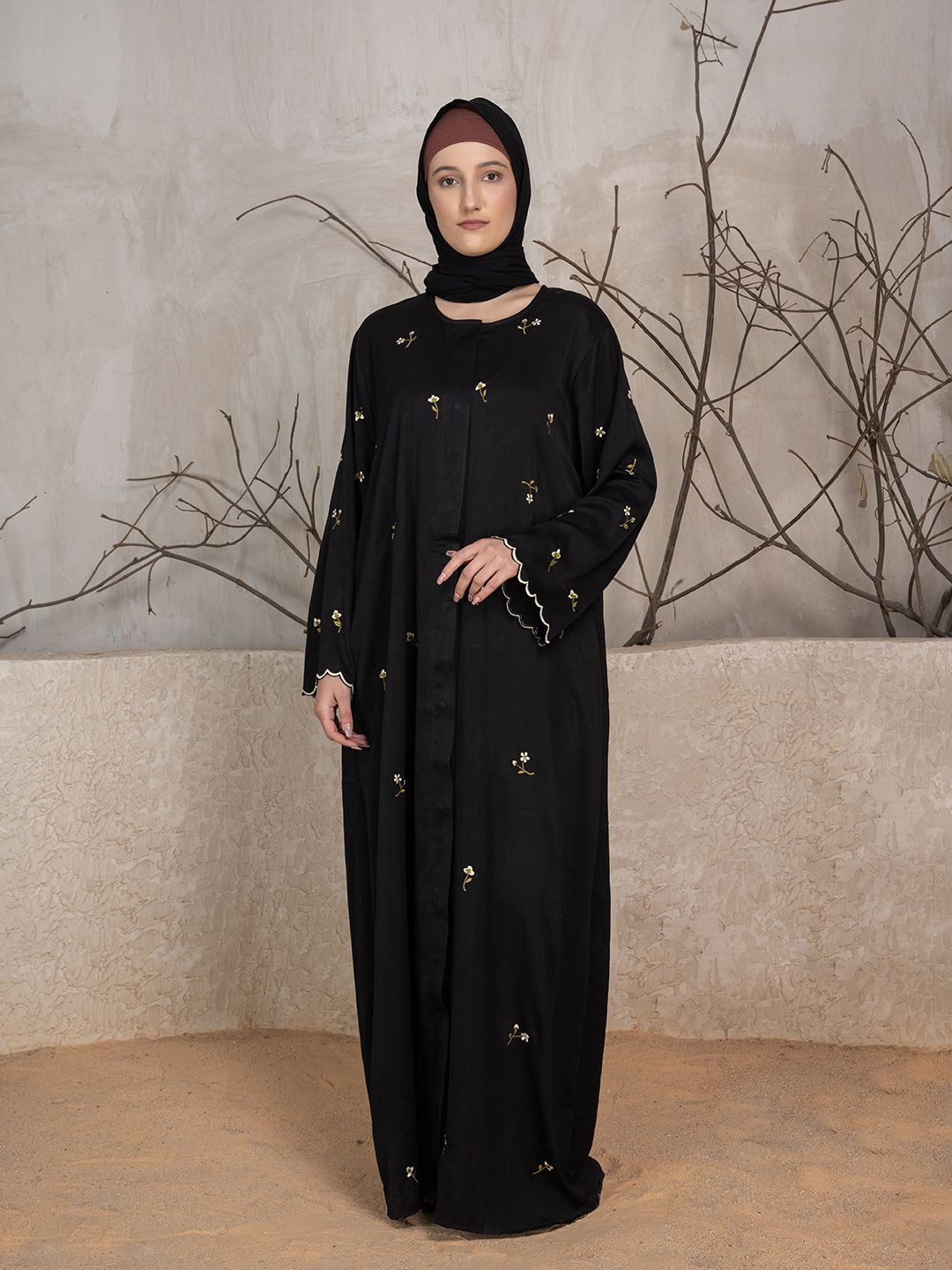 

SANASH Collections Women Embroidered Abaya Burqa, Black