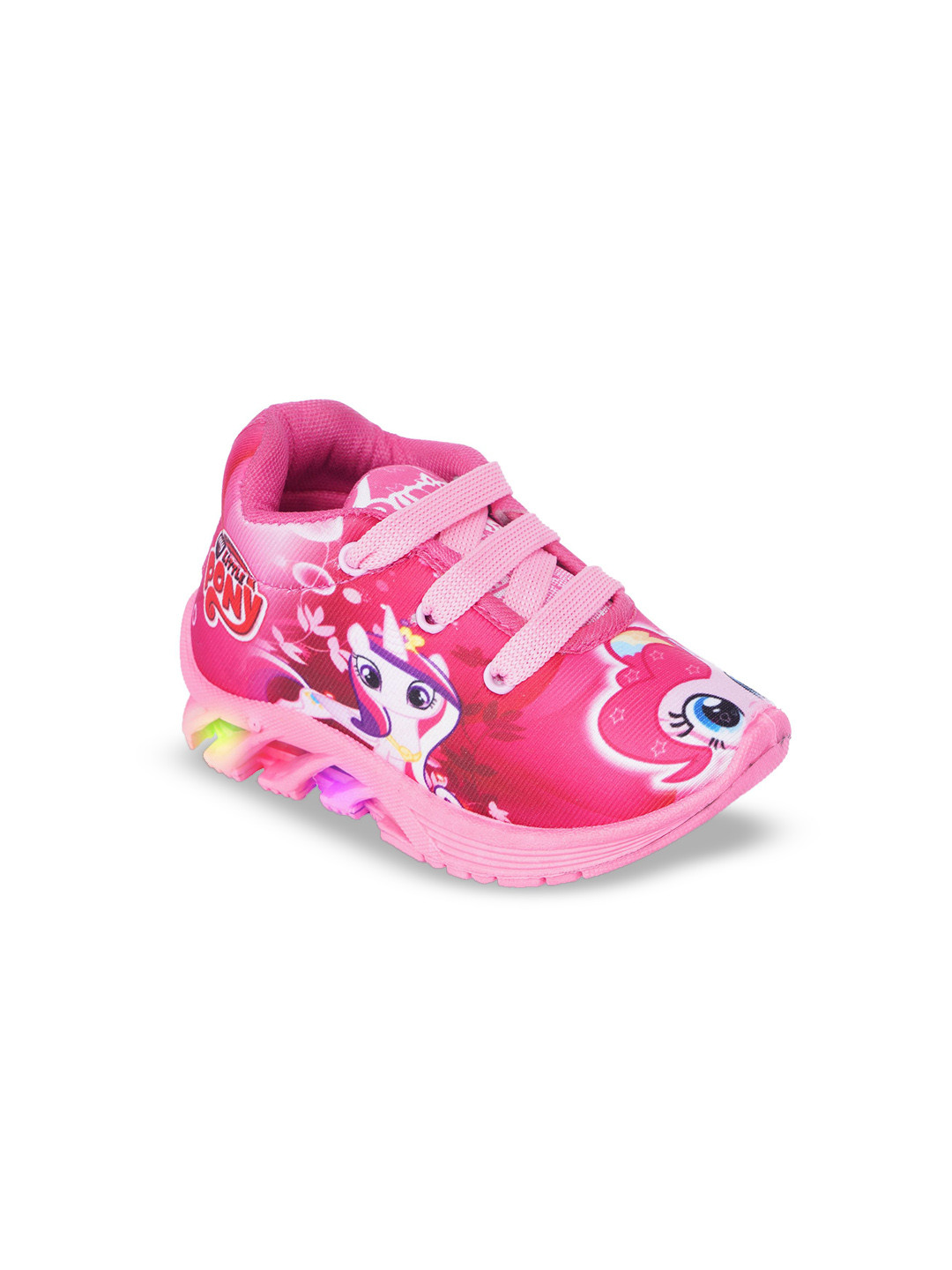 

BUNNIES Kids Printed Round Toe LED Sneakers, Pink