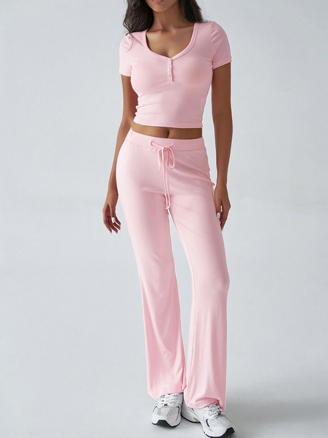 

StyleCast x Revolte Square Neck Top With Trouser, Pink