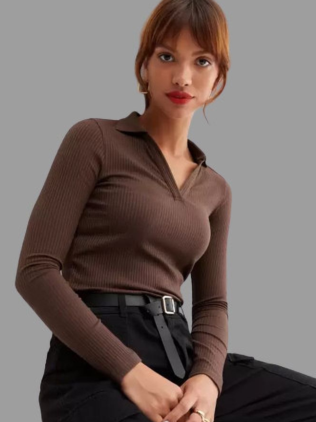 

STYLE PREZONE Top, Brown