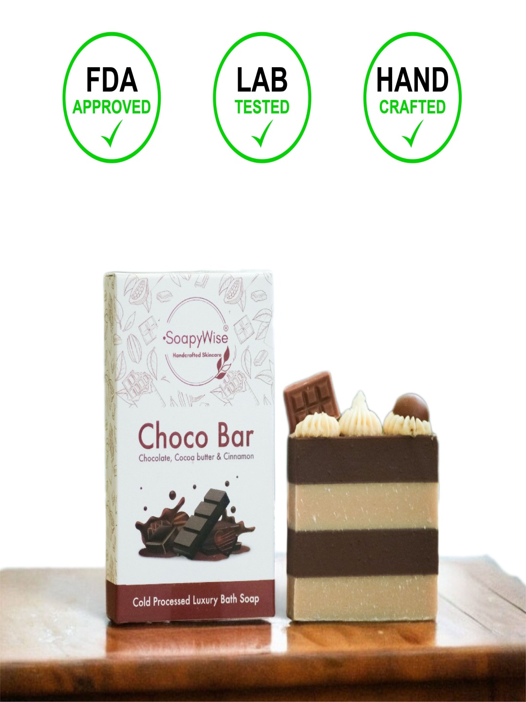 

SOAPYWISE Natural Choco Bar Bathing Soap - 90g, Brown