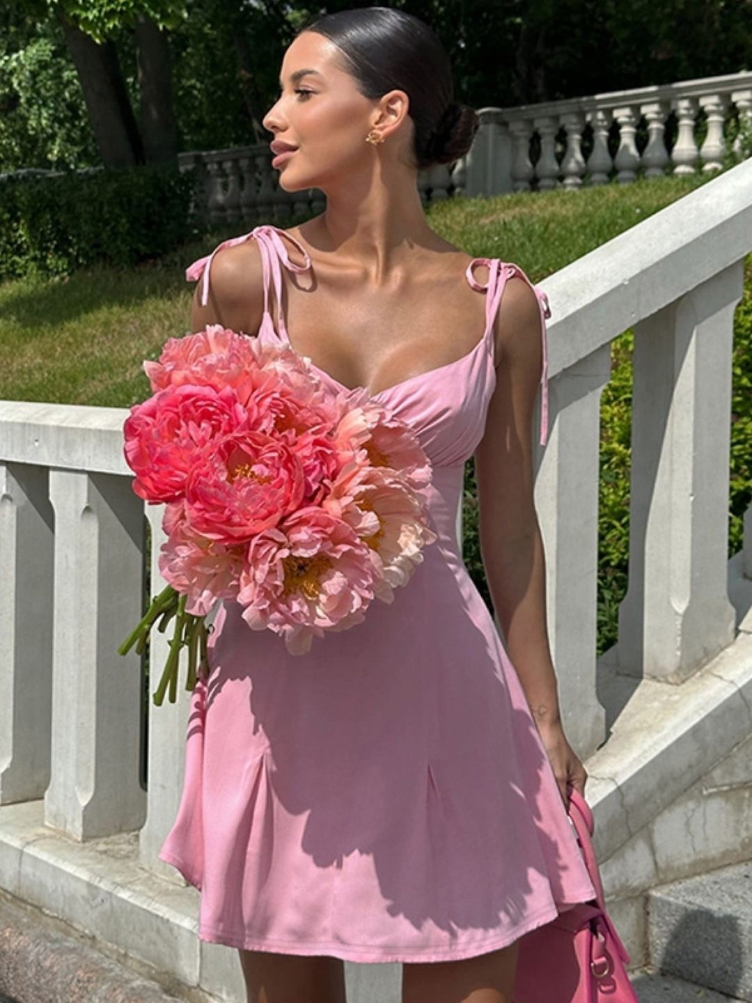 

StyleCast Shoulder Straps Fit & Flare Dress, Pink