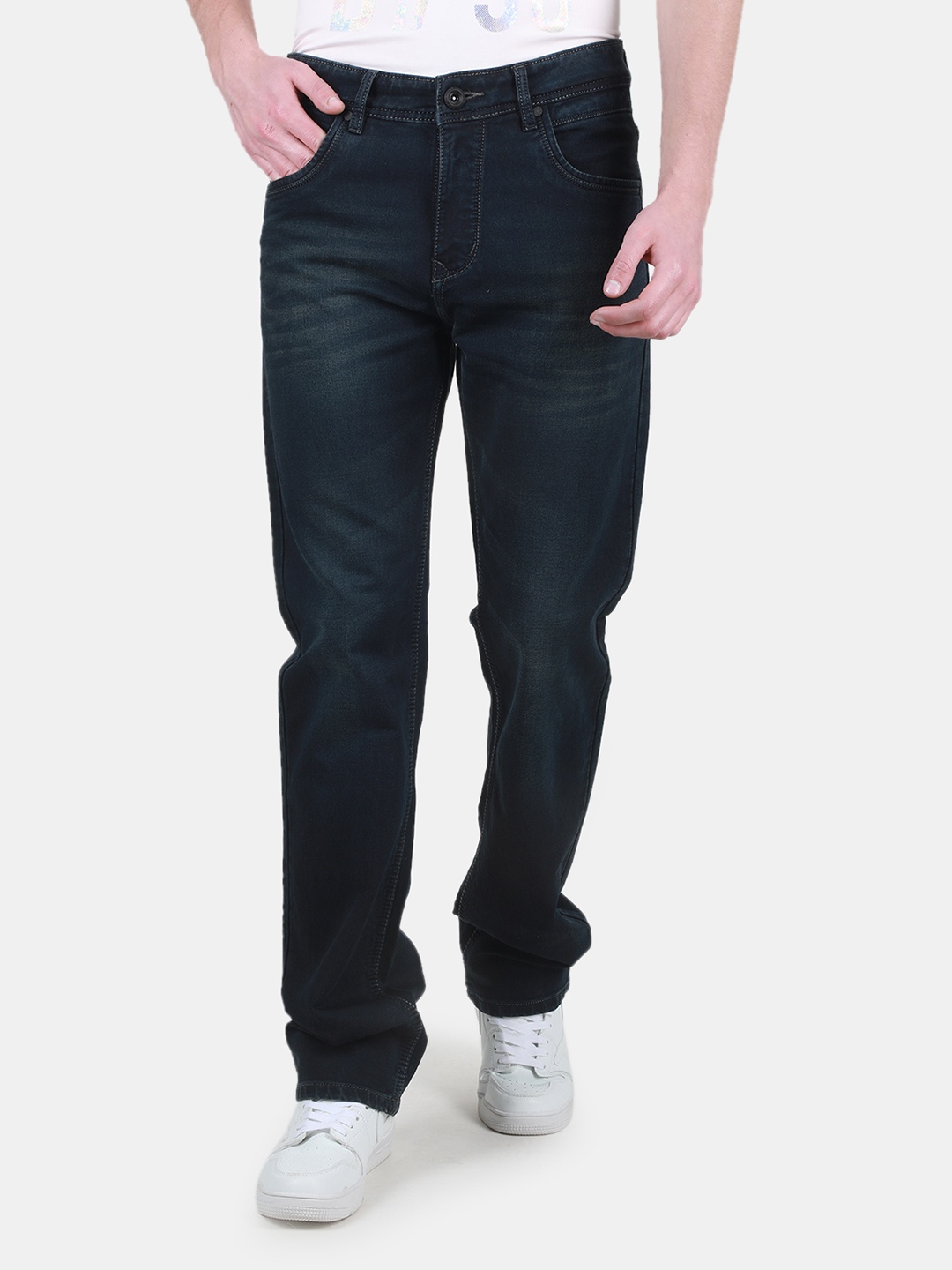 

Duke Men Low Distress Light Fade Stretchable Jeans, Black