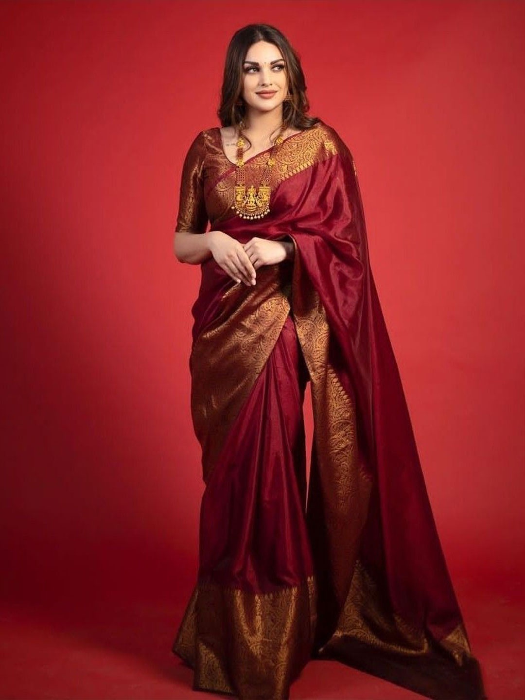 

Taslar Zari Pure Silk Banarasi Saree, Maroon