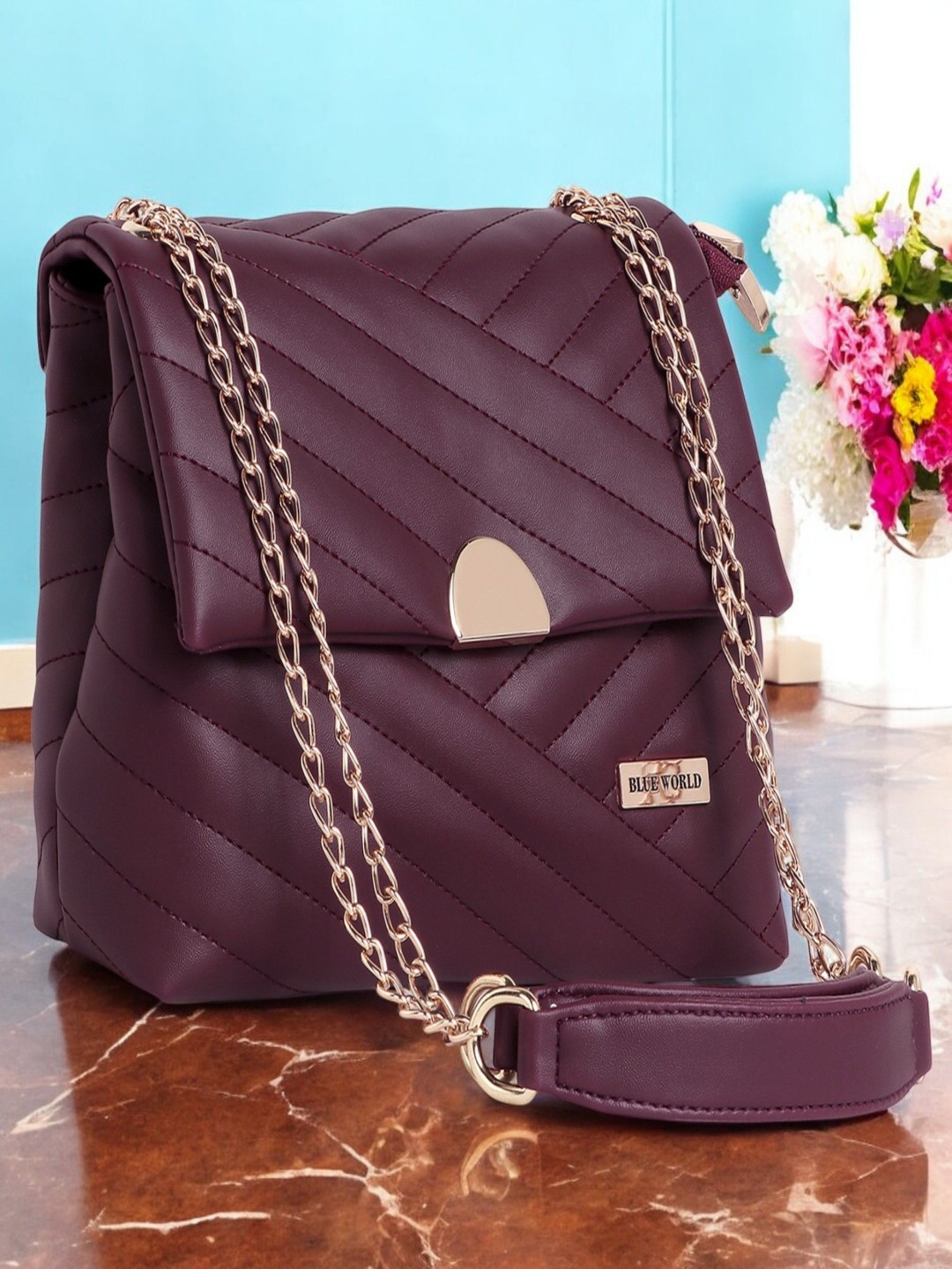

BLUE WORLD Women Solid Crossbody Sling Bag, Maroon