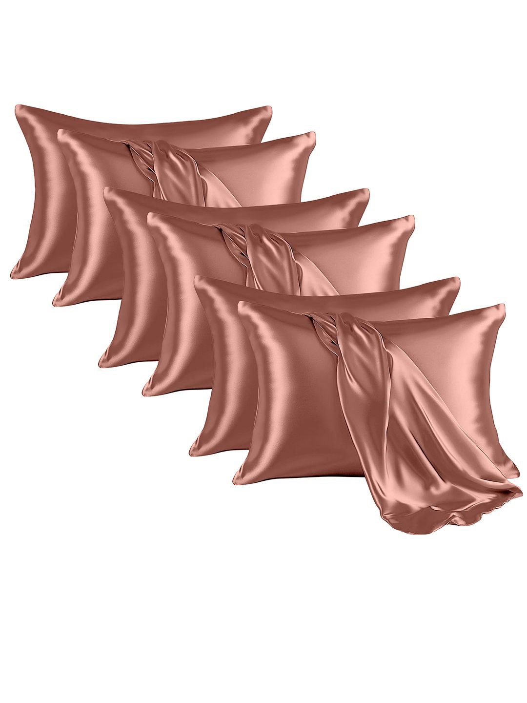 

Kuber Industries Copper-Toned 6 Pieces Satin Rectangle Pillow Covers