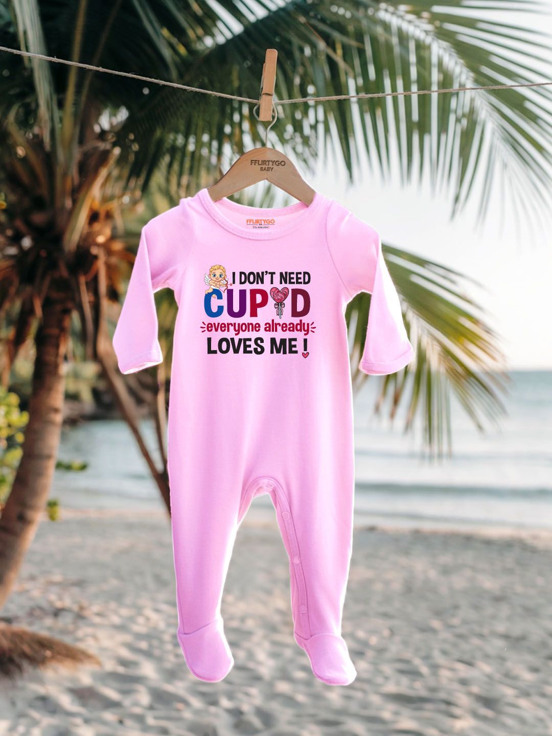 

FFLIRTYGO Infants Valentine Day Printed Cotton Sleepsuit, Pink