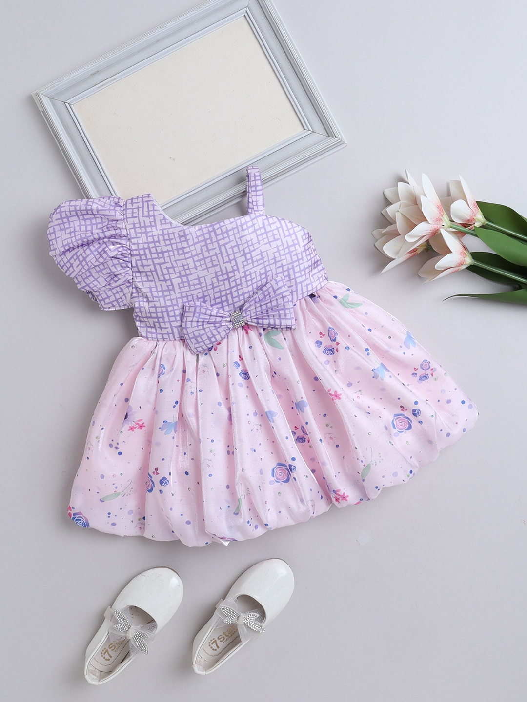 

The Magic Wand Girls Embellished One Shoulder Fit & Flare Dress, Purple