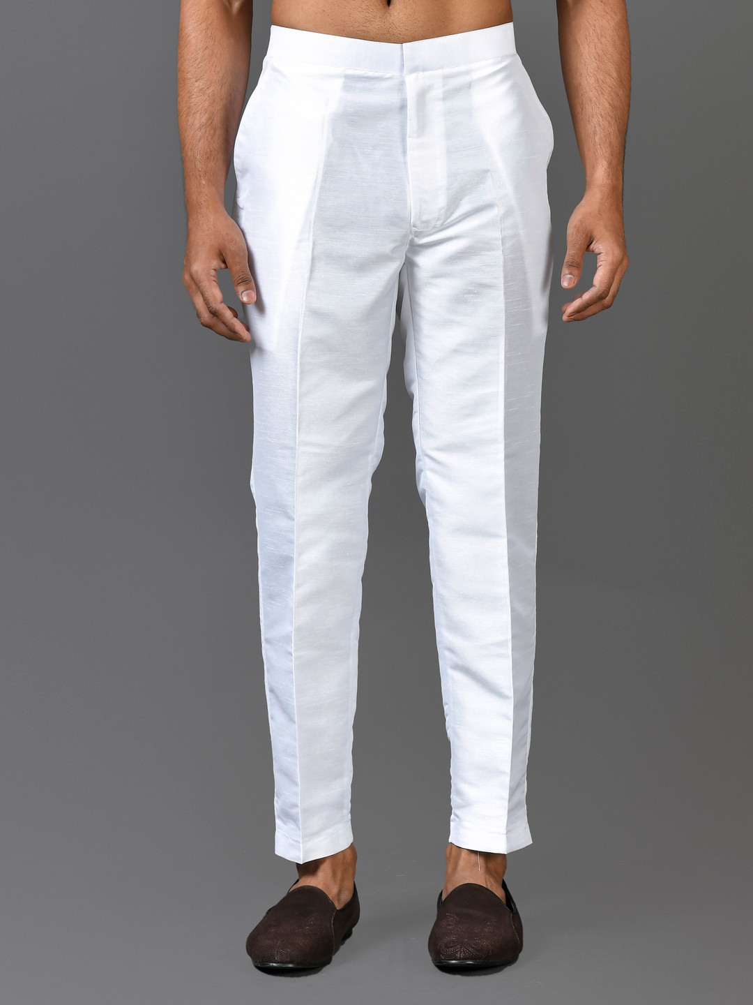 

Sayisha Men Comfort Low-Rise Pleated Trousers, White