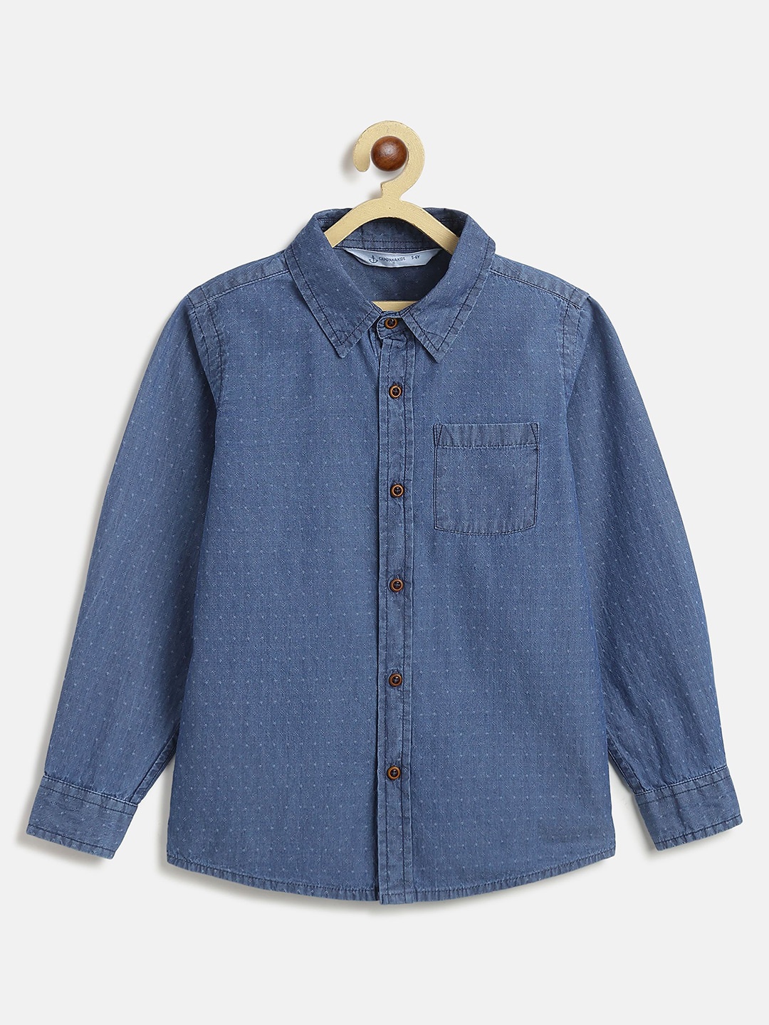 

Campana Boys Washed Cotton Denim Shirt, Blue