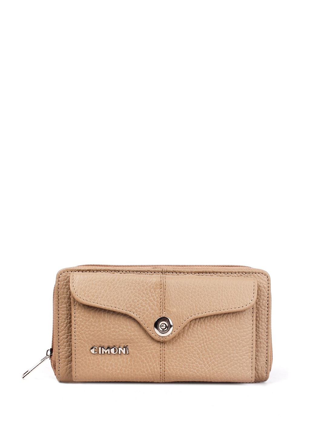 

CIMONI Textured Leather Zip Around Wallet, Brown