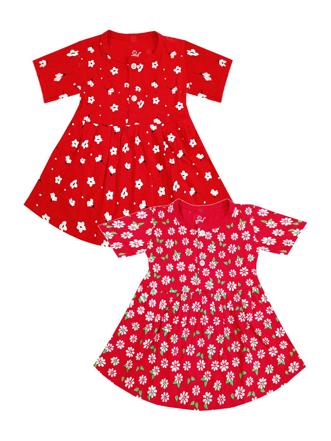 

KidzzCart Girls Cotton Floral Printed Fit & Flare Dress, Red