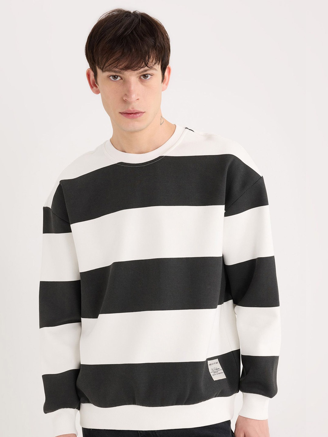 

DeFacto Men Striped Pullover Sweaters, White