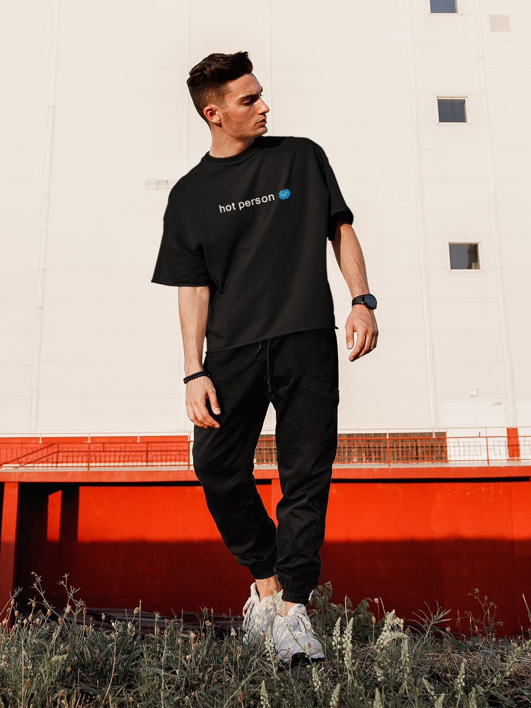 

Stitchmeashirt Men Activchill Typography Printed Round Neck Cotton Oversized T-shirt, Black
