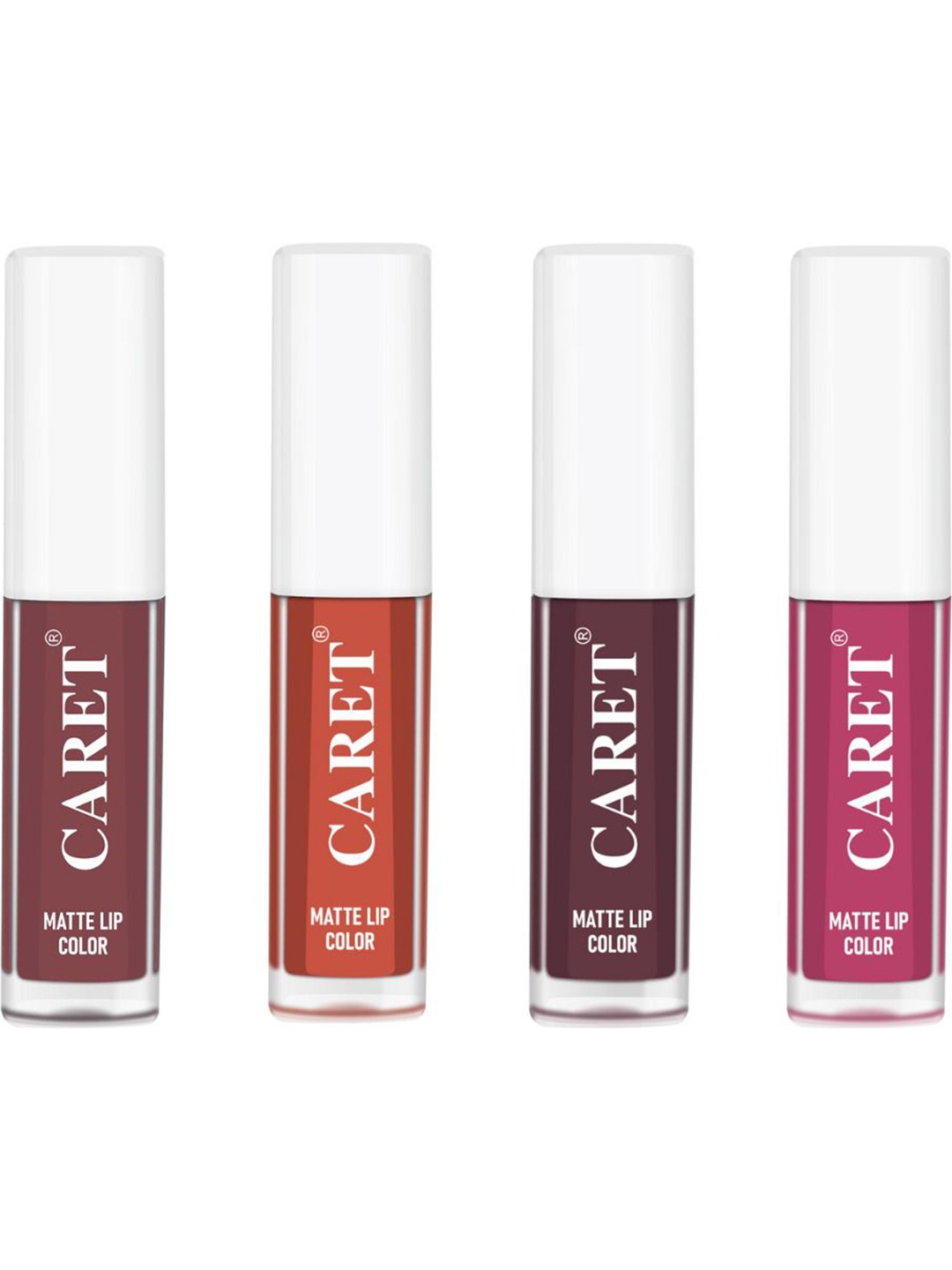 

CARET ORGANIC Set Of 4 Super-Pigmented Liquid Mini Matte Lipsticks - 2 ml Each - 1-6-7-8, Pink