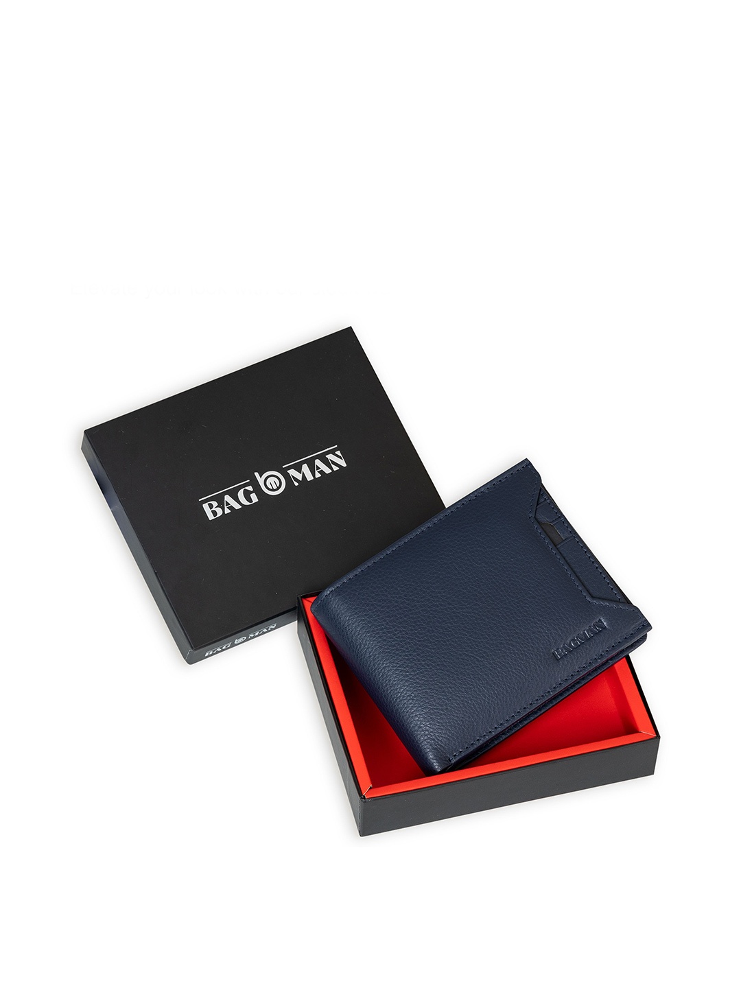 

BAGMAN Men Leather Two Fold Wallet, Blue