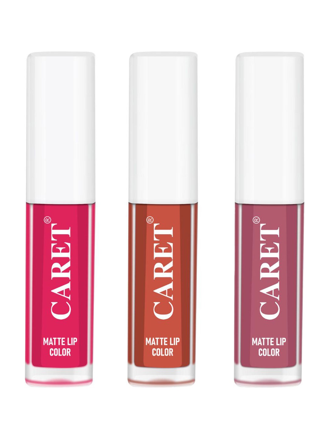 

CARET ORGANIC Set Of 3 Super-Pigmented Liquid Matte Lipsticks - 6 ml - 4 - 6 - 2, Pink