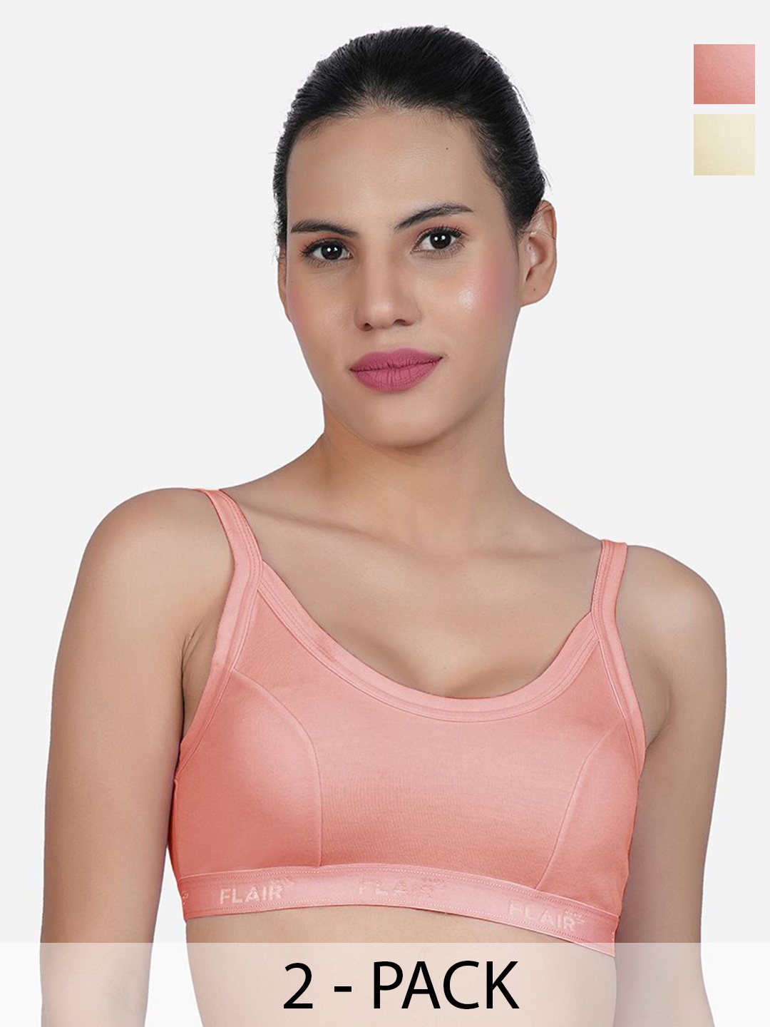 

SHYAM SONS FLAIR Pack Of 2 Full Coverage Workout Bra, Orange