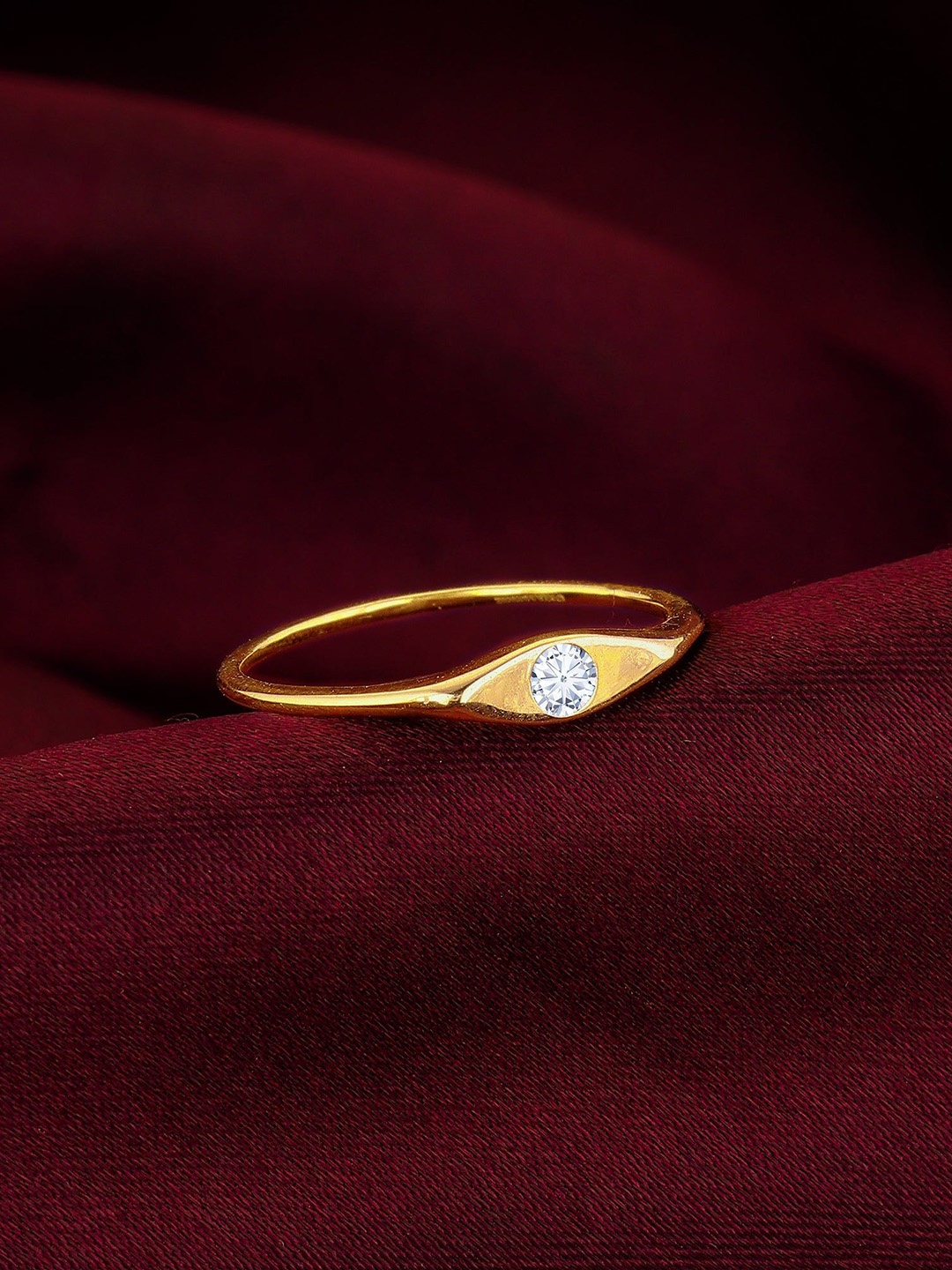 

GIVA 14K Women Gold Sun Gaze Diamond Ring 1.08 g