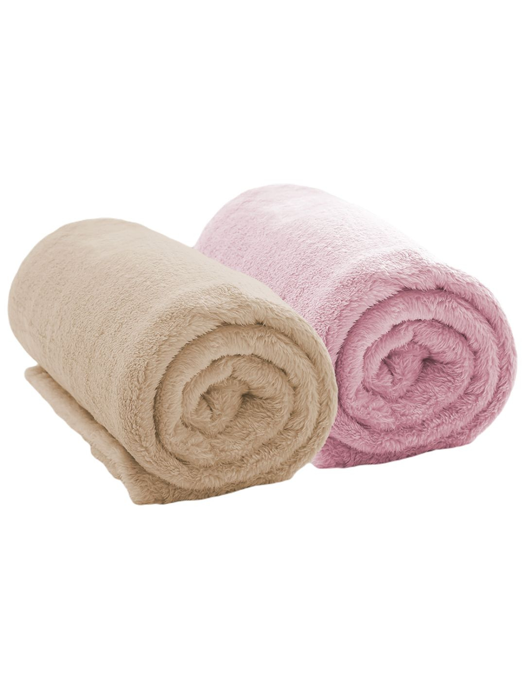 

VAS COLLECTIONS 2 Piece Pink & Beige Fleece 300 GSM Mild Winter Crib Single Bed Blanket