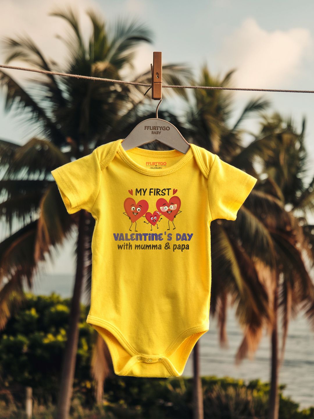 

FFLIRTYGO Infants Valentine day Cotton Bodysuit, Yellow