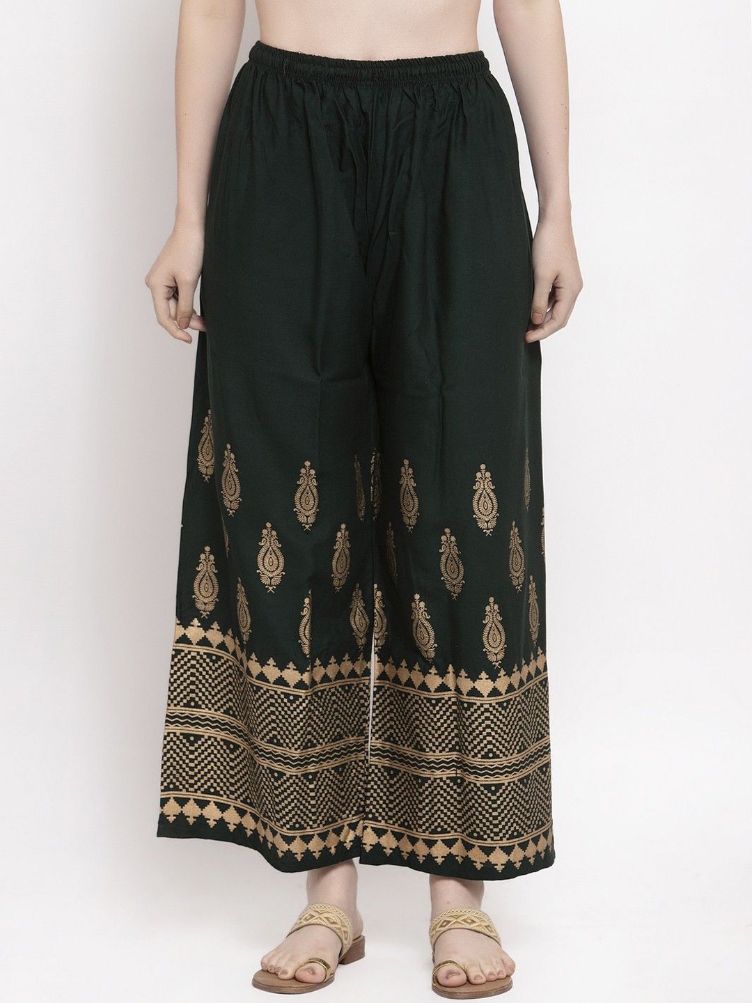 

STYLE PREZONE Women Ethnic Motifs Printed Relaxed Trousers, Fluorescent green