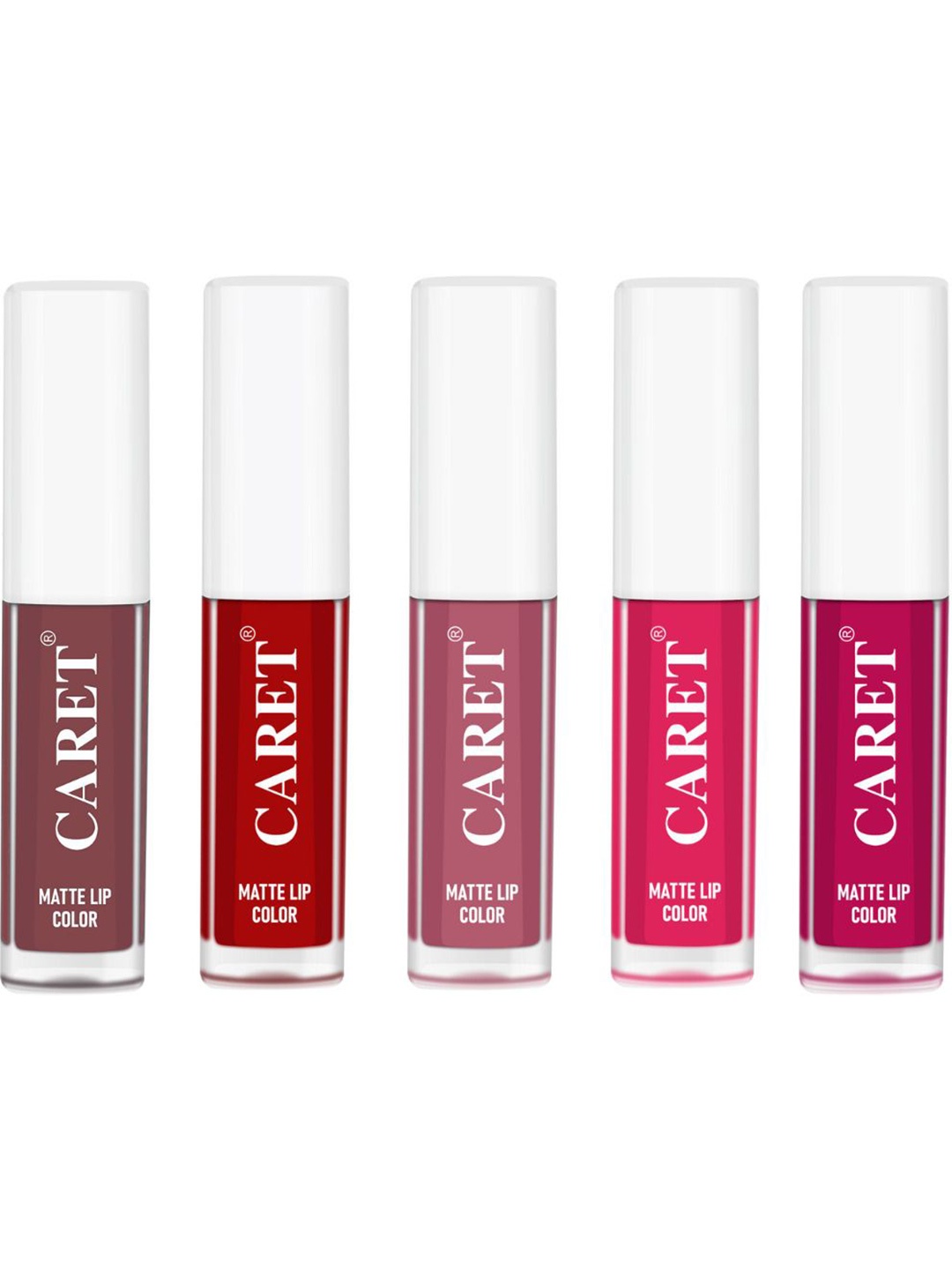 

CARET ORGANIC Set Of 5 Super-Pigmented Liquid Matte Lipsticks - 10 ml - 1-3-2-4-5, Red