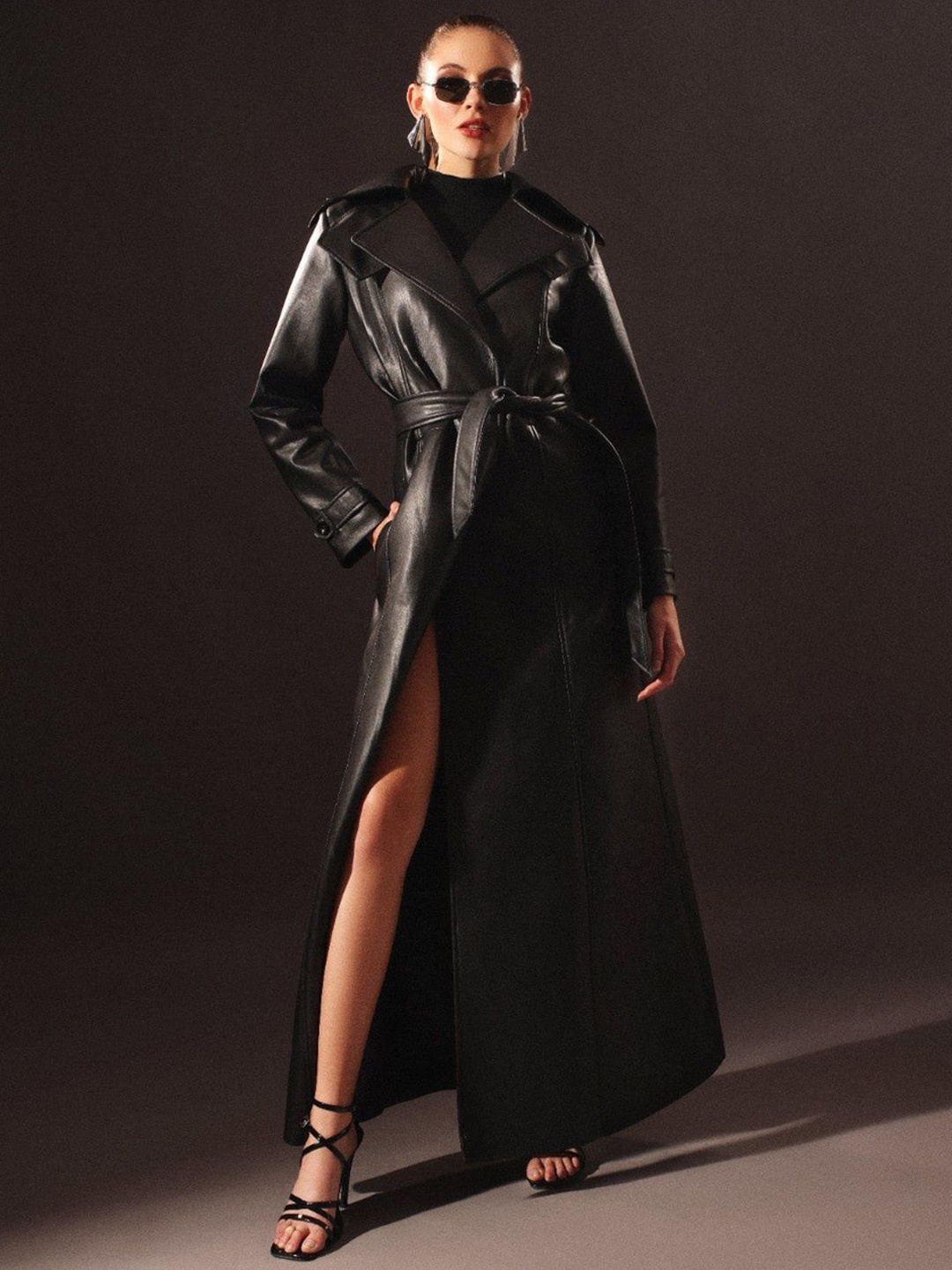 

VOLCAPE EMMA Women Single Breasted Long Coat, Black