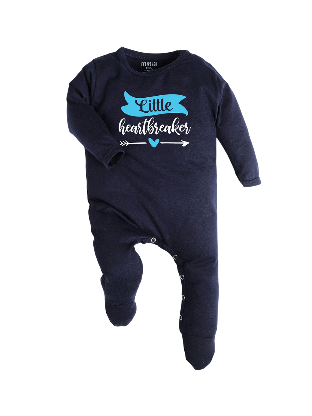 

FFLIRTYGO Infants Valentine Day Printed Cotton Sleepsuit, Navy blue