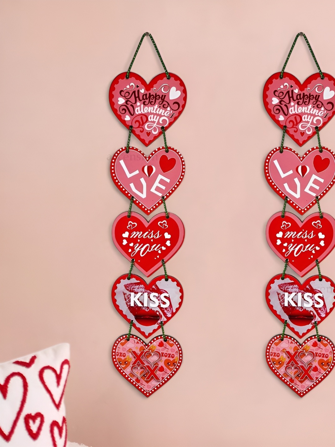

Ascension Red & Pink 2 Pieces Happy Valentine's Day Printed Wooden Wall Hangings