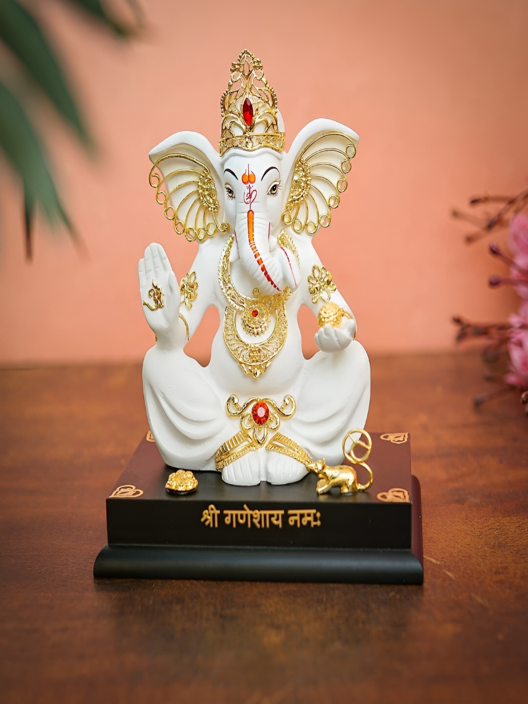 

Craftlayout Statue White And Gold-Toned Lord Ganesh Religious Idol Showpiece