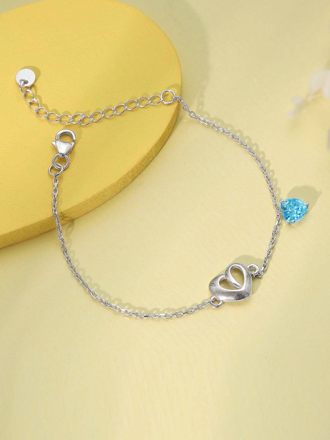 

GIVA Women 925 Sterling Silver Rhodium-Plated Stone Studded Adore Love Link Bracelet