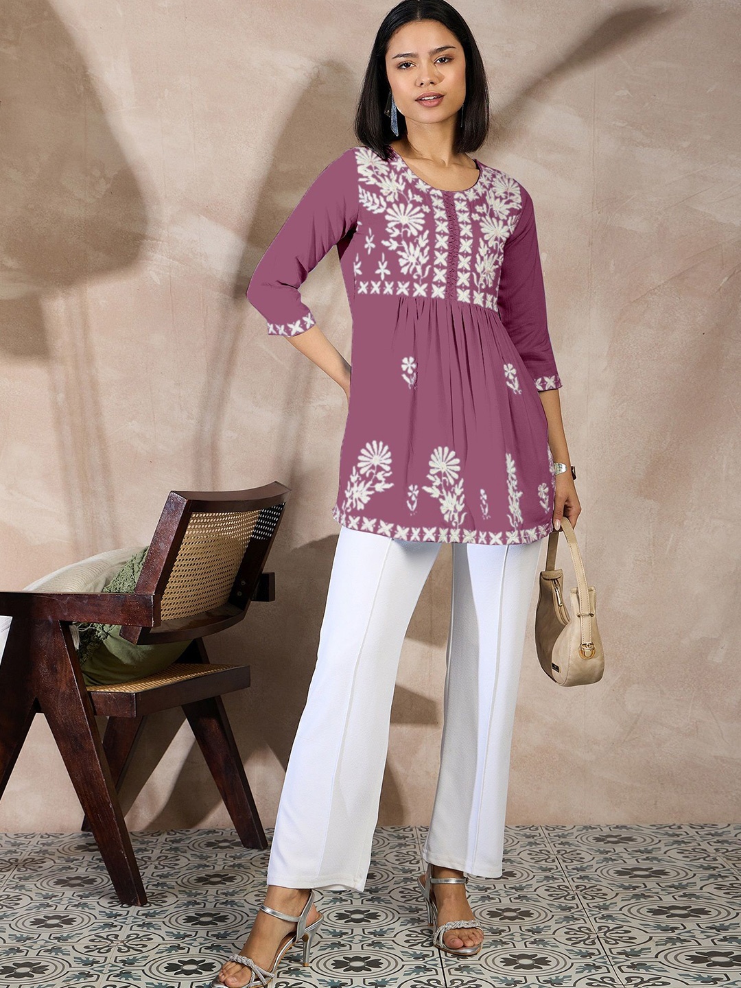 

all about you Embellished Embroidered Peplum Top, Rose