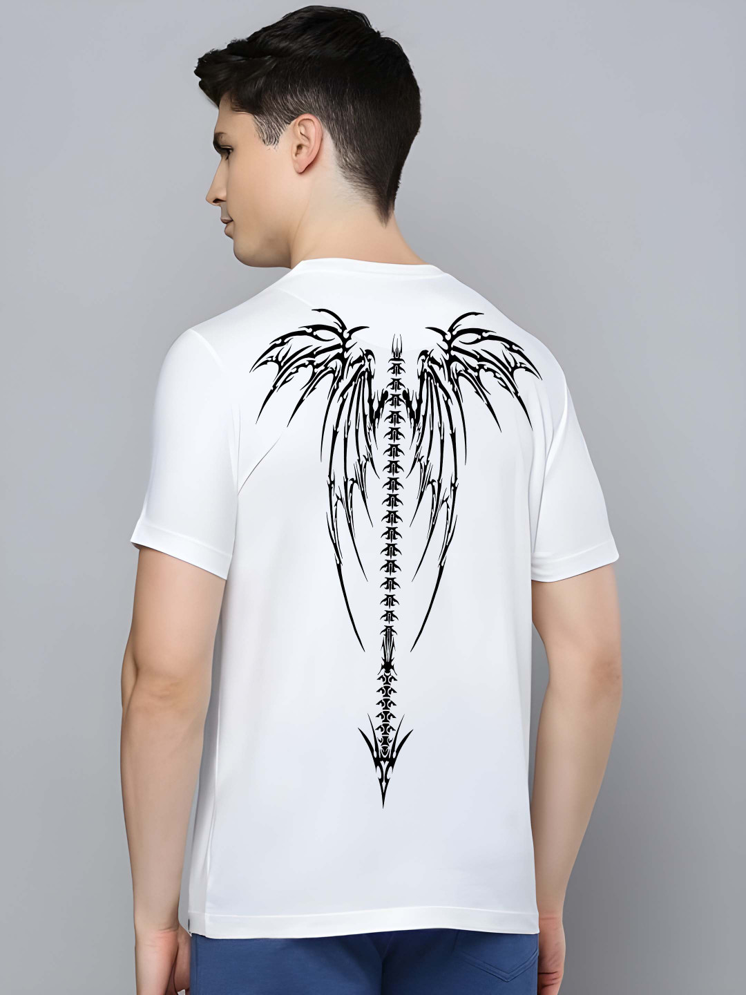 

Krimmple Men Graphic Printed Round Neck Cotton T-shirt, White