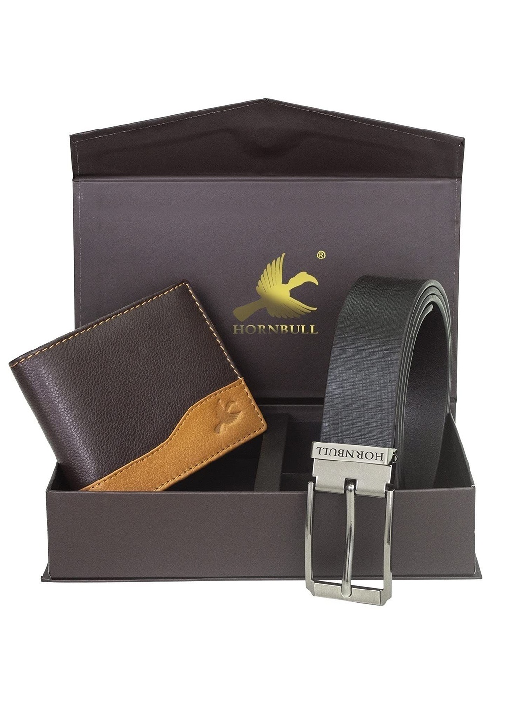 

Hornbull Buttler Leather RFID Protected Brown Wallet & Black Belt Accessory Gift Set