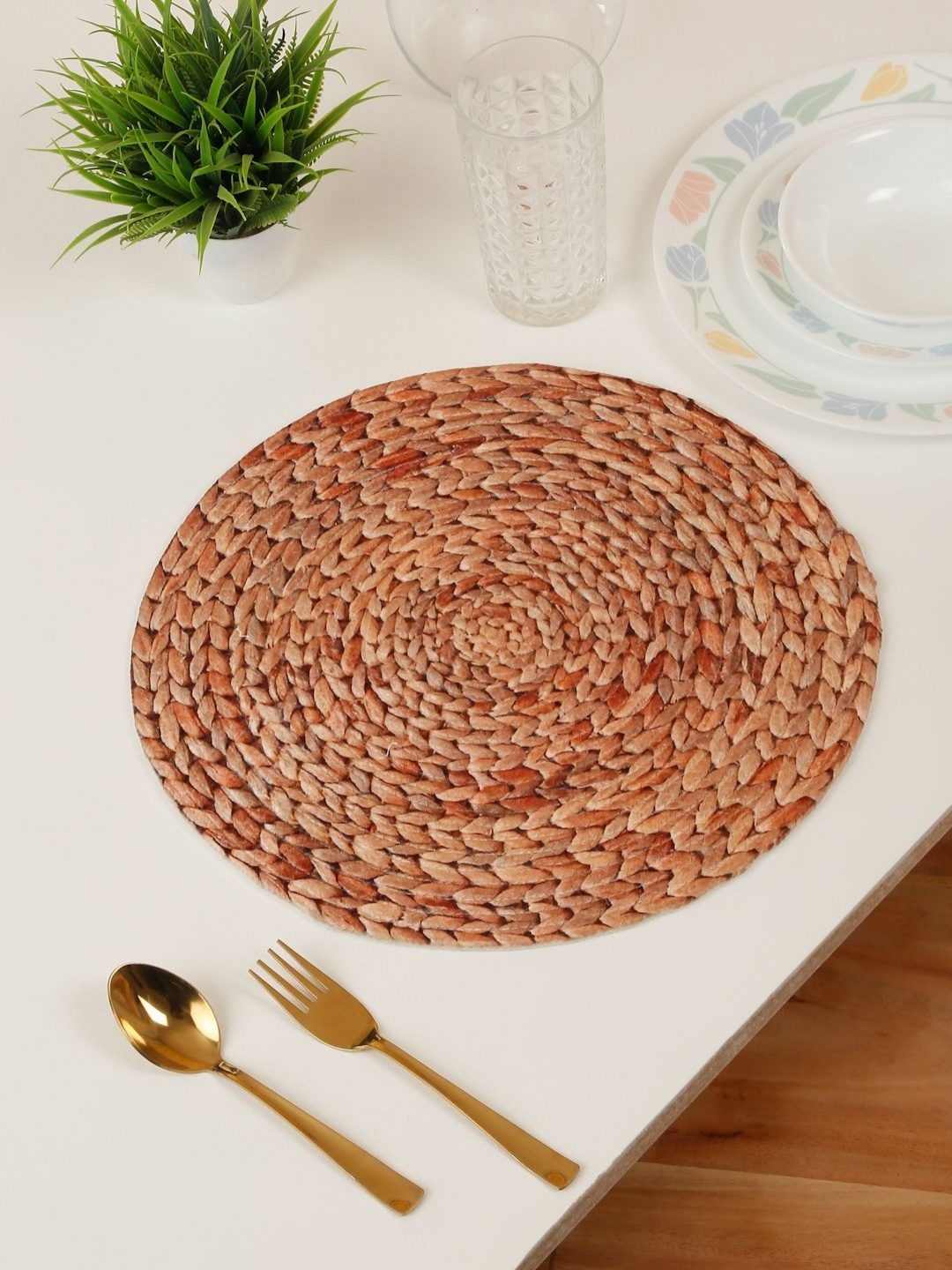 

HOSTA HOMES Brown Digital Printed Pure Cotton Table Placemat