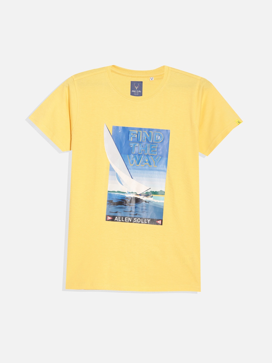 

Allen Solly Junior Boys Graphic Printed Round Neck Cotton T-shirt, Yellow