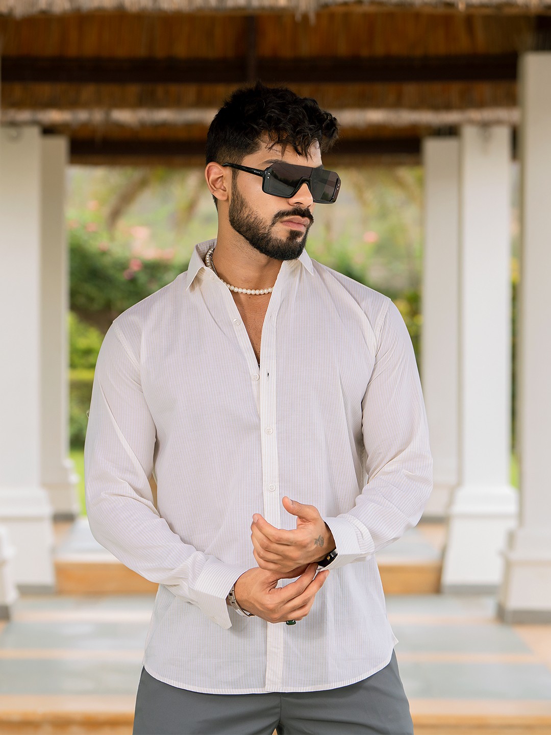

Tistabene Men Comfort Opaque Casual Shirt, Off white