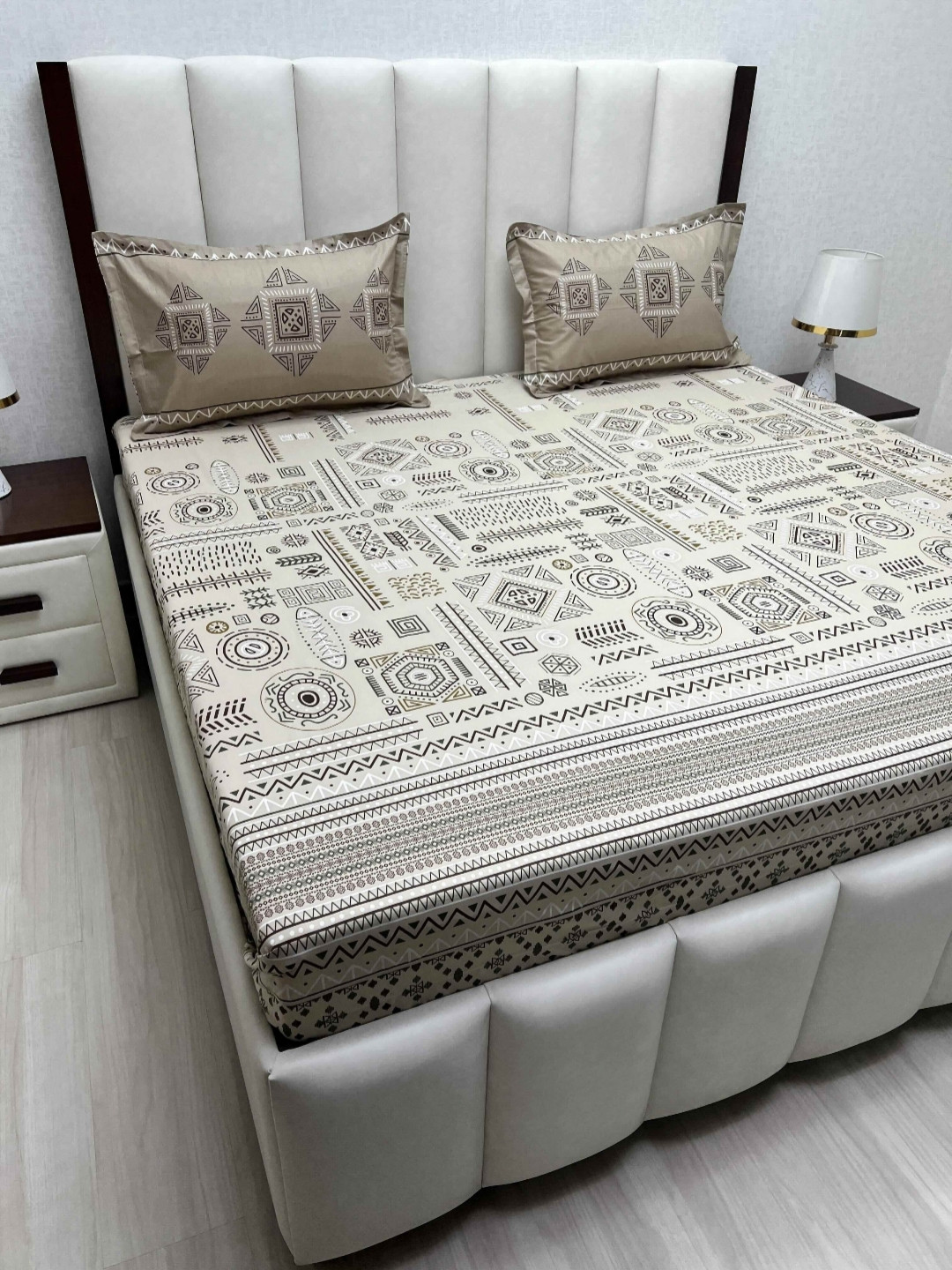 

Pure Decor Cotton King Size Double Bed Bedsheet With 2 Pillow Covers 2.74m X 2.74m, Brown