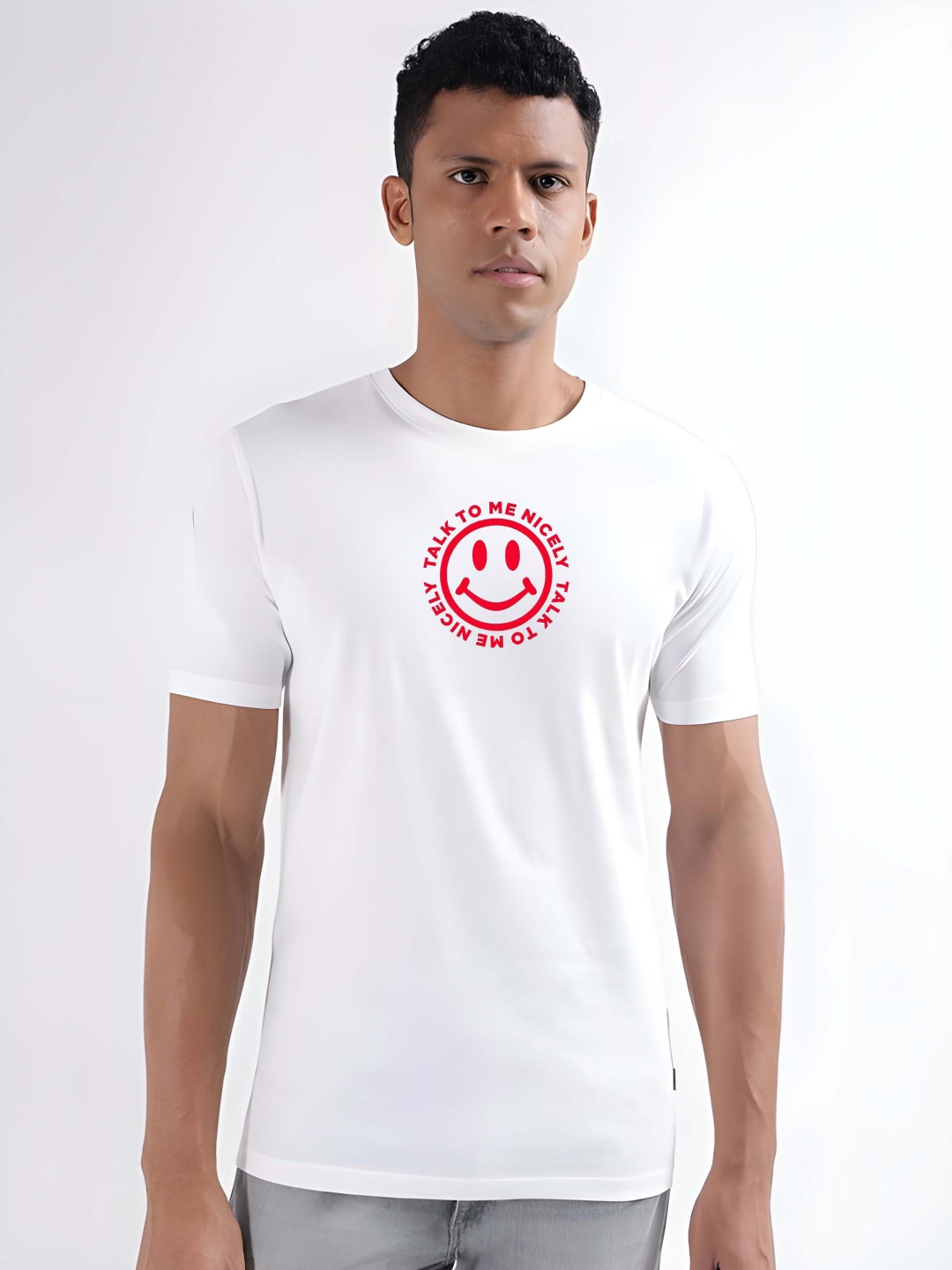 

BOWLIFESTYLE Men Pure Cotton T-shirt, White