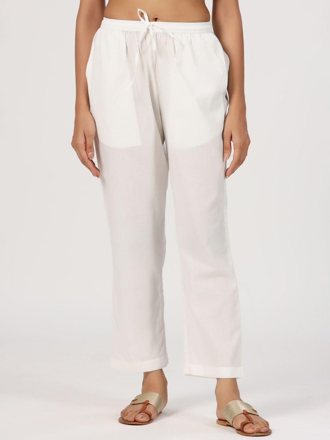 

JAIPURRANG Women Regular Fit Cotton Trousers, White