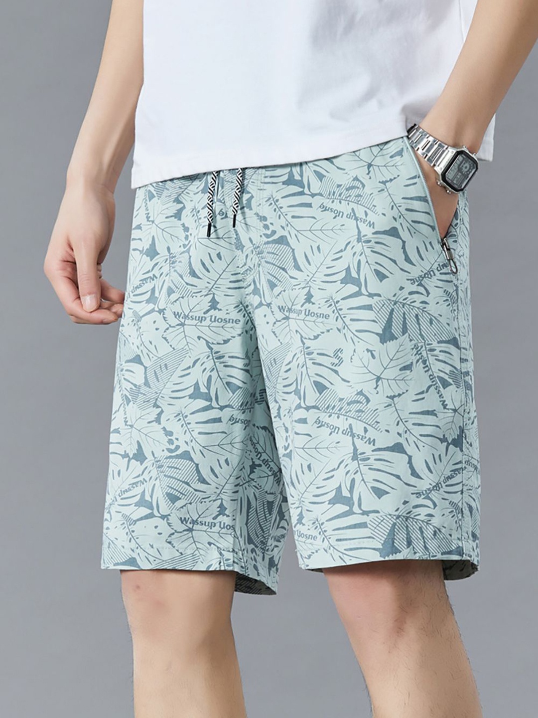 

StyleCast x Revolte Men Conversational Printed Shorts, Green