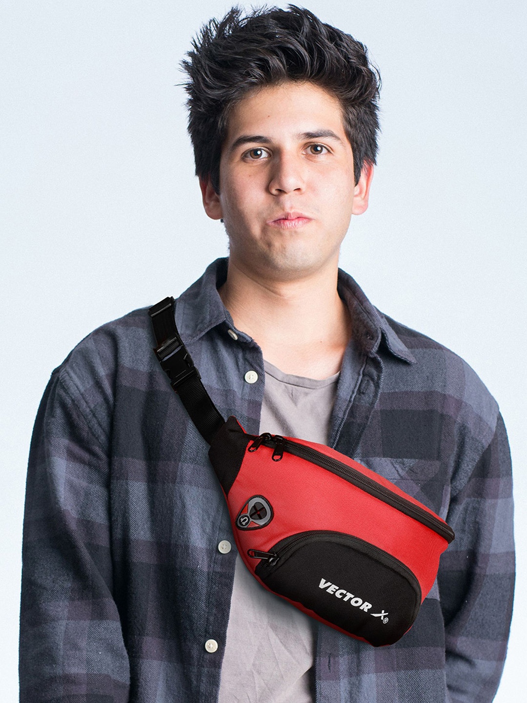

VECTOR X Unisex Colourblocked Waist Pouch, Red