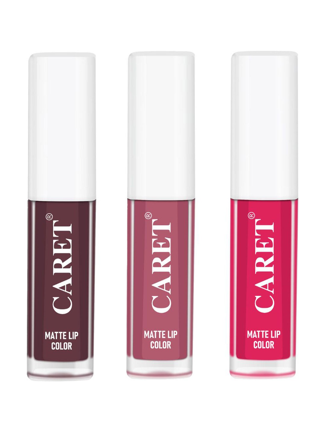 

CARET ORGANIC Set Of 3 Super-Pigmented Liquid Matte Lipsticks - 2 ml Each - 7-2-4, Pink